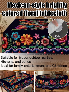 Dining Table Cloth Flower Bright American Style Black Tablecloth Colorful Luxury Dining Table Cloths