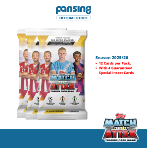 TOPPS Match Attax UCC 2025/26 Trading Card Single Pack - 12 Cards/Packs [with 4 Guaranteed Special Insert Cards]