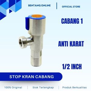 Stop Kran Air 1/2 inch Stainless Steel Single Double 1 2 Cabang Closet Toilet Kloset Setop Keran 304