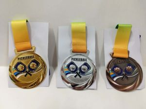 PICKLEBALL MEDALS 6cm diameter in gold silver and bronze