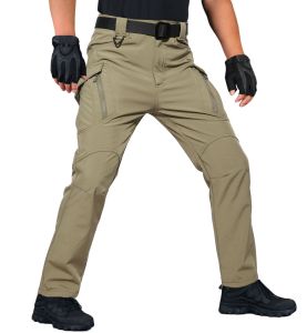 TACVASEN IX9 Winter Softshell Pants Military Tactical Pants Mens Hunt Fleece Cargo Pants Waterproof Combat Hiking Work Trousers