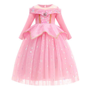 Sleeping Beauty Dress For Girls Pink Princess Costume Halloween Carnival Party Aurora Outfits Kids Birthday Surprise Gift