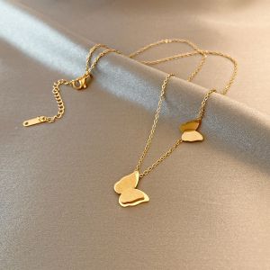 [Bayar Di Tempat] Kalung Titanium Wanita Liontin Kupu Kupu Anti Karat Selamanya