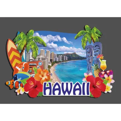 【Direct-sales】 Wooden Magnetic fridge Magnet USA Canada Hawaii HongKong Thailand Travel Memorial Magnetic Refrigerator