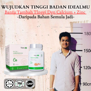 PENINGGI BADAN ORIGINAL CALCIUM N ZINC - PENINGGI BADAN TIENS - UBAT TINGGI BADAN ZINC - UBAT TINGGI BADAN ORIGINAL LELAKI - UBAT TINGGI BADAN ORIGINAL PEREMPUAN - HEIGHT GROWTH SUPPLEMENT - UBAT PENINGGI BADAN ORIGINAL
