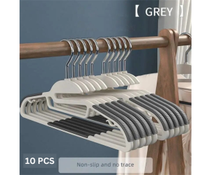 10 PIECES Plastic Clothes Hangers Upgraded Rubber Stripe Non-Slip Coat Hangers-KC135