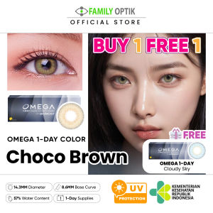 BUY 1 GET 1 Omega 1 Day Color Choco Brown 5 Pasang With Biomoist Softlens Warna Harian