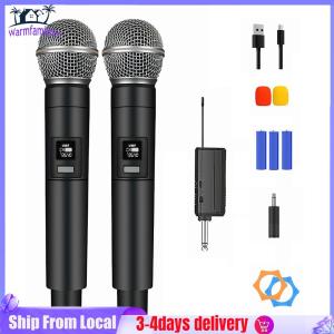 Wireless Microphone System Rechargeable Karaoke Microphone Set Cordless Dynamic Microphones for Singing Karaoke Church