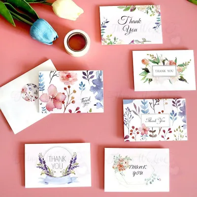 [SG] [FREE SHIP] 6 Sets Mini Thank You Cards (Assortment F) Envelope Sticker Greeting Card Mothers Fathers Teachers Day