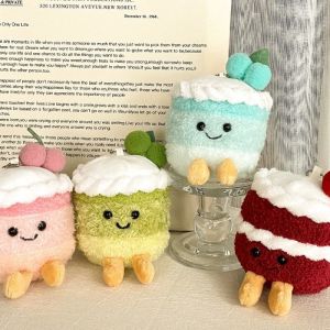Kawaii Cartoon Cake Plush Doll High Quality Soft Stuffed Fruit Cherry Wedding Cake Simulation Food Plush Toy Home Decor