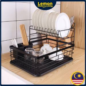 LEMON Japanese Style Minimalist Double Layer Dish Rack Dish Drainer Multipurpose Drain Water Sink Rack