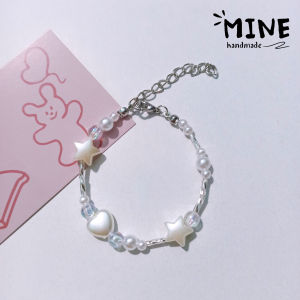 Vòng tay hạt cườm pastel hologram mix hoa tim sao phụ kiện thời trang Hàn Quốc dễ thương - Minehandmade