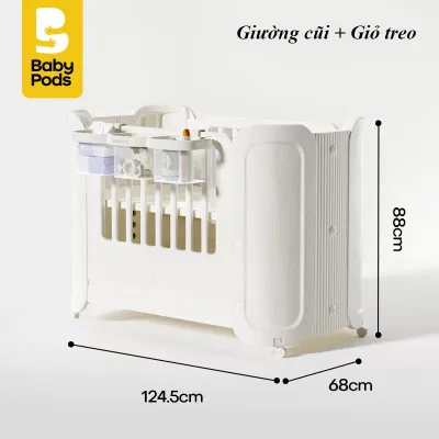 Giường cũi nôi di động đa năng cho bé Babypods nhựa nguyên sinh cao cấp ghép cạnh giường ba mẹ