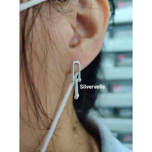 Hardware stud earrings silver 92.5 italy silver (TUNAY NA SILVER)