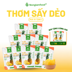 [10 Túi Tặng 2] Thơm (Dứa/ Khóm) Sấy Dẻo NONGLAMFOOD Hàng Loại 1 Chuẩn Xuất Khẩu Vị Chua Ngọt | Trái Cây Sấy Hoa Quả Sấy Túi 100g