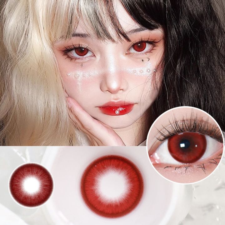 Graded 2pcs1pair Cosplay Colored Contact Lenses Coloured Anime Softlens Red Vampire Pupil Lazada 