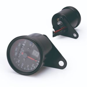 E&M Universal Motorcycle Cafe Racer Speedometer odometer Gauge 0-160 km/u Instrument with LED Indicator
