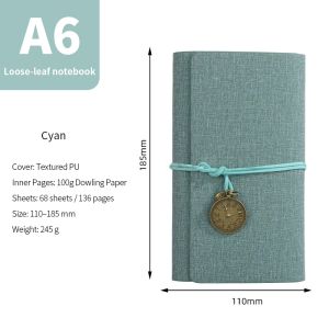 Turtle Vintage Notebook Waterproof Cover Pendant Design Loose-Leaf Binding Smooth Writing 136 Pages