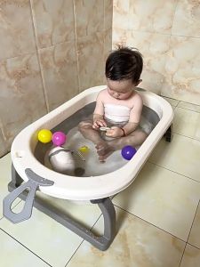 Chậu Tắm Cho Bé Gấp Gọn Có Cảm Ứng Nhiệt – Bồn Tắm Trẻ Sơ Sinh Ngồi Nằm An Toàn Tắm Cho Bé Tại Nhà