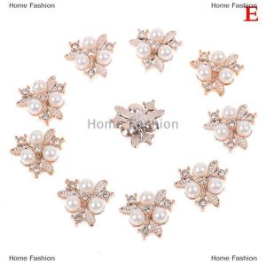 [COD] Home Fashion 10PCS Flower Rhinestone Buttons Sparkling Hairpins DIY Crafts