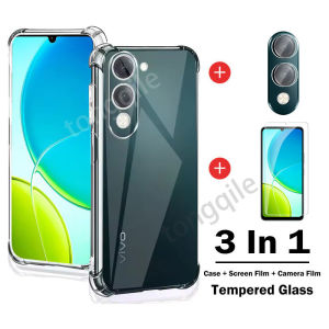 Case For Vivo Y04 Y04s VivoY04 Y 04 04s 4G 2025 Phone Casing Clear Transparent Back Cover Shockproof Bumper Soft TPU Screen Camera Lens Protector Tempered Glass Film