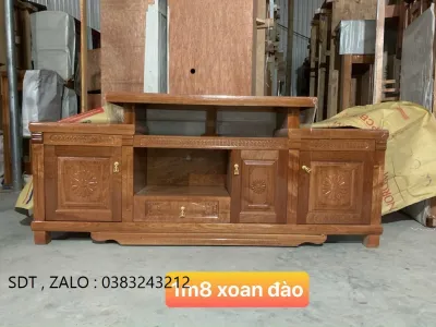 kệ tivi gỗ xoan đào 1m82m2m22m4 kệ tivi phòng khách gỗ xoan đào