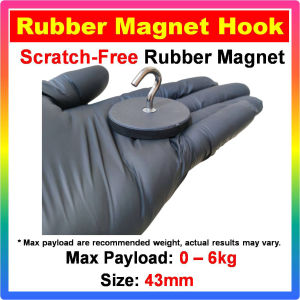 Strong Rubber Magnetic Hook | Heavy Duty Round Neodymium Magnet | Scratch & Rust Resistant