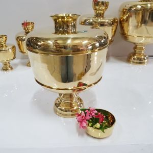 Brass byfa  F1221 ขันน้ำมนต์ 8 นิ้ว บาตรน้ำมนต์ ขันน้ำพานรองมีฝา