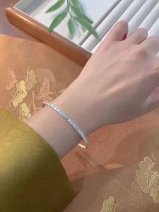 Hot-selling Crushed Ice Pure Silver 9999 Sterling Silver Bracelet Non-Fading Women Solid Niche Bangle Qixi Valentines Day Gift