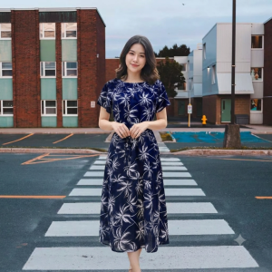 Váy đi biển nữ Dress Women bẹc vai tay bồng vải lanh