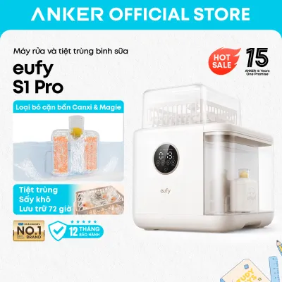 Máy rửa bình sữa Eufy S1 Pro lọc cặn bẩn trong nước tự động rửa tiệt trùng sấy khô BH 12T