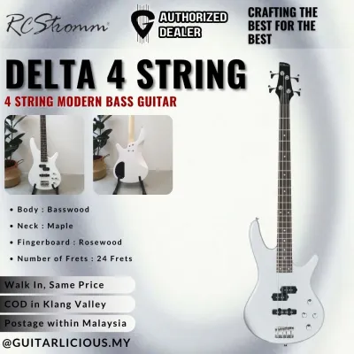 DELTA-4 Series 4 String Bass Guitar (RCStromm / Gamma / KB03) Electric Bass Guitar Package Comes with cable bass guitar set beginner bass guitar package with 15watt Bass amplifier speaker 4 tali bass gitar