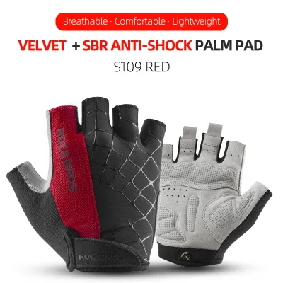 ROCKBROS Cycling Half Gloves for Men Women Breathable Shockproof Gloves for MTB Road Bike Anti-slip Comfortable Gloves