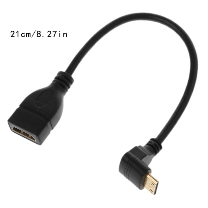 90 Degree Angled Mini USB HDMI Male To HDMI Female Extension Data Cable 21cm