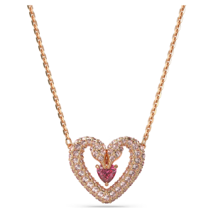 💖Swarovski💖Una rose gold heart-shaped pink gemstone pendant necklace S925 sterling silver womens fashion necklace hypoallergenic non-allergenic Valentines Day gift birthday gift for girlfriend bestie