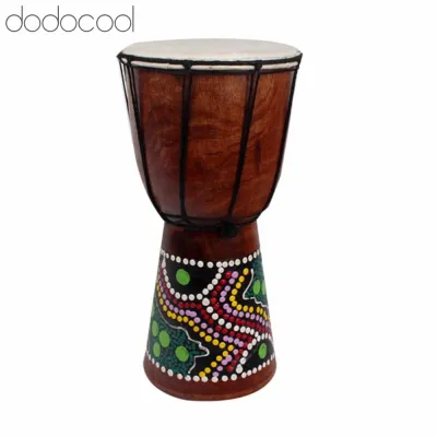 Dodocool 6in African Djembe Drum Hand-Carved Solid-Wood Goat-Skin Traditional African Musical Instrument