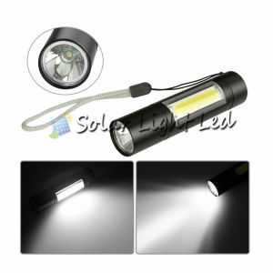 Miniไฟฉายสว่างมาก Portable Flashlights CREE LED XPE+COB 2in1 600mah usb charge 3mode