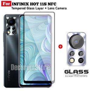 Tempered Glass INFINIX HOT 11S NFC Screen Guard List Hitam Pelindung Layar Handphone FREE lens Back Camera Handphone