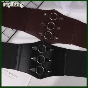 ruyifang เข็มขัดรัดทรงแบบกอธิคแฟชั่นเข็มขัดสามหัวพร้อมหมุดสีดำเข็มขัด waspie ยืดหยุ่นสำหรับผู้หญิงพังก์ที่สมบูรณ์แบบสำหรับเสื้อโค้ท