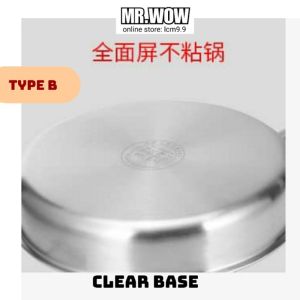 SUS 316 Stainless Steel Non Stick Frying Pan with handle/ Pan/ Kitchen Frying Pot/ Sauce Pan/ Saucepan/ Non stick pan/ non stick wok/ black pan/ pan with glass lid/ periuk/ kuali/平底锅/ 不锈钢 不粘锅