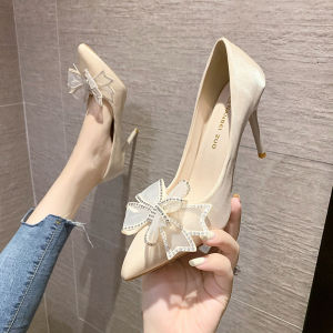 TOP TREND PH spring and autumn pointed toe Internet celebrity Baotou stiletto sandals fairy style School and Graduation Gift