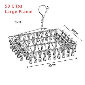 62 60 50 Clips Drying Racks Hanger Stainless Steel Clothes Hanger with Clips Ipitan Hanger Sipitan Hanger 40 Clips Heavy Duty Towel Hanger Socks Underwear Hanger with Clip