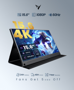 【Local Warehouse】VFLOW Portable Monitor Portable Monitor 15.6 Inch 4K UHD Ultra-Slim for Laptop Monitor100% SRGB External monitoDual Speakers Extender Display. with Smart Cover for LaptopPC Phone Xbox switch PS4/5 【Delivered Whinin 72 Hours】