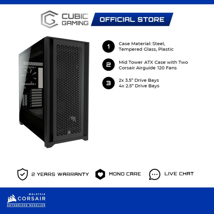 CORSAIR 5000D AIRFLOW Tempered Glass Mid-Tower ATX PC Desktop Casing ...