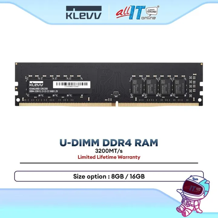 KLEVV DDR4 Desktop PC RAM 3200MT/s U-DIMM Memory Module for Desktop (8GB / 16GB)