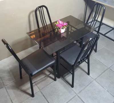 DINING SET 4 SEATER GLASS TABLE HIGH QUALITY METAL FRAME / COD ONLY !!!!!