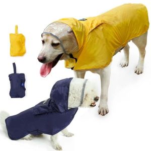 SIRENXI Chống thấm nước Áo mưa cho chó Bộ trang phục chó mưa Dải phản quang Áo mưa cho thú cưng Có thể gập lại Chống bụi Áo mưa có mũ cho chó Chó Con