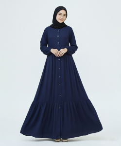 Gamis Polos Dress Wanita Busui Modern Simple Elegan Bahan Katun Rayon Twill
