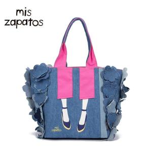 Miszapatos Fashionable denim tote bag with large capacity contrasting color and non contrasting bag ins niche shoulder bag