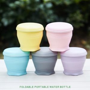 LIEYH 180ml Folding Cups Silicone with Lid Portable Teacup Reusable Creative Mini Retractable Cup for Outdoor